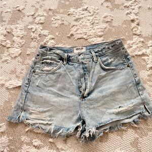 Agolde Distressed Light Blue Jean Shorts